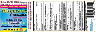 Meclizine 25 mg Chewable Tablet Product Label